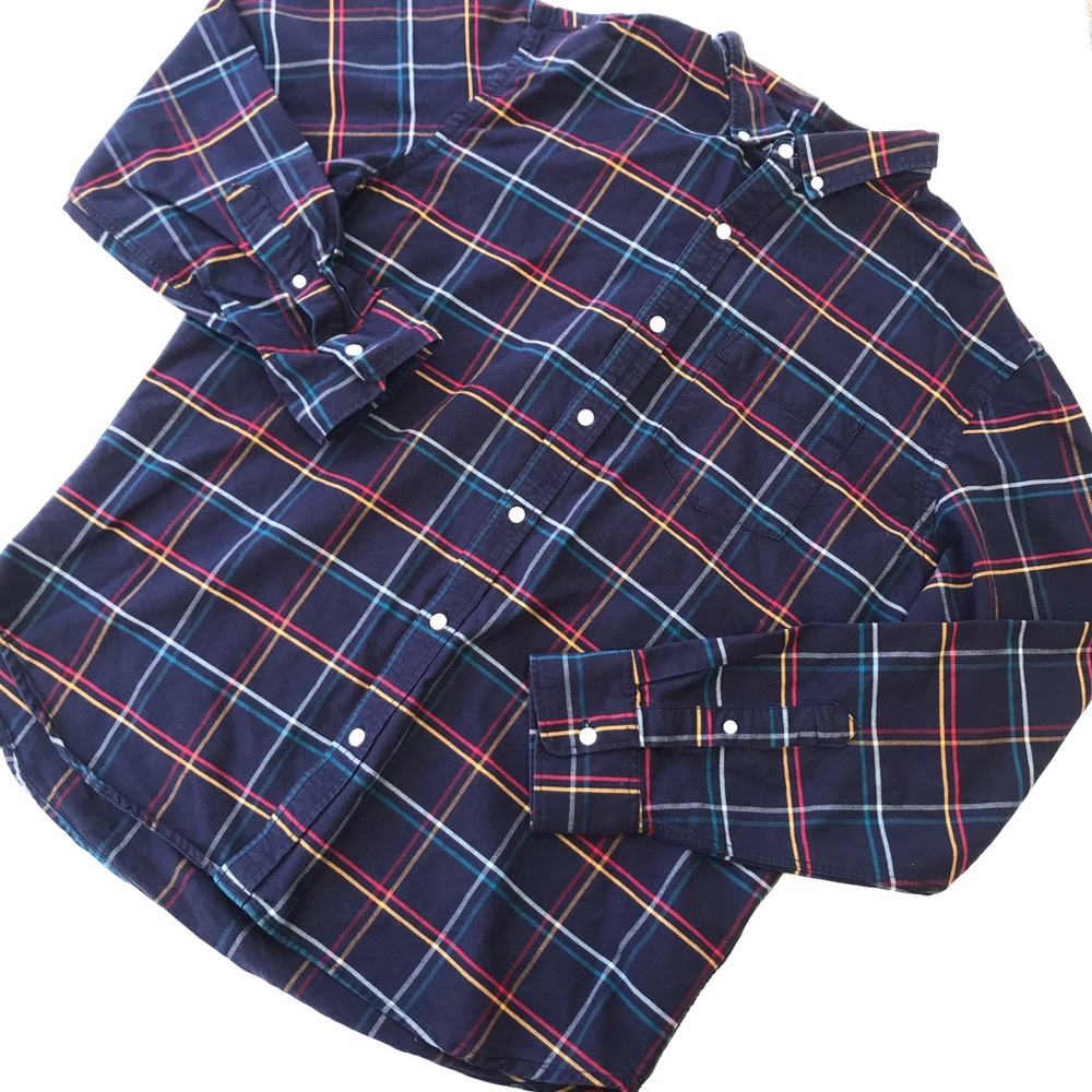 Old Navy Plaid Button Up Flannel Shirt Slim Fit XL